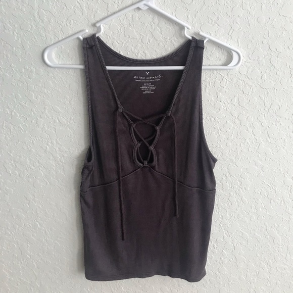 Dark purple tie up tank - Picture 1 of 2